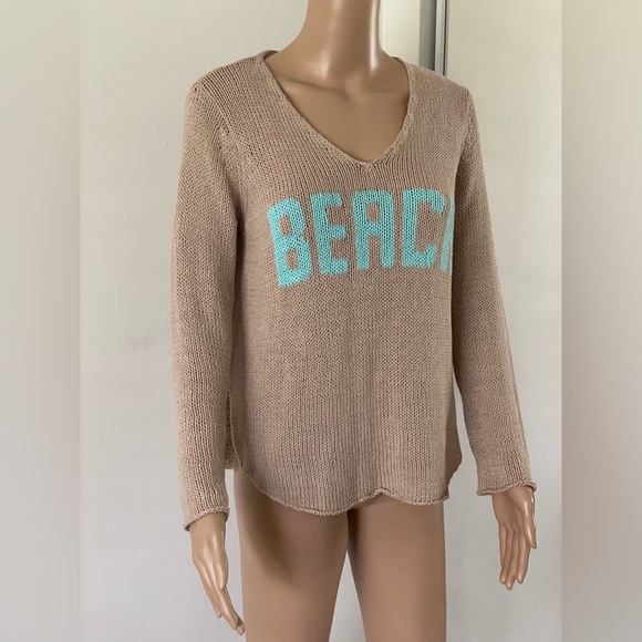 Wooden Ships BEACH Oversized Slouchy Sweater Boho Beachy Size XS/S Beige - Picture 7 of 8